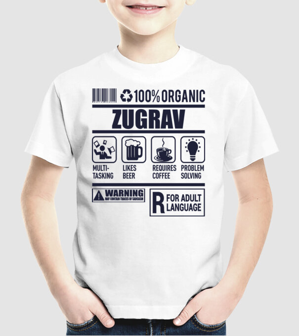 ZUGRAV model alb pe tricou