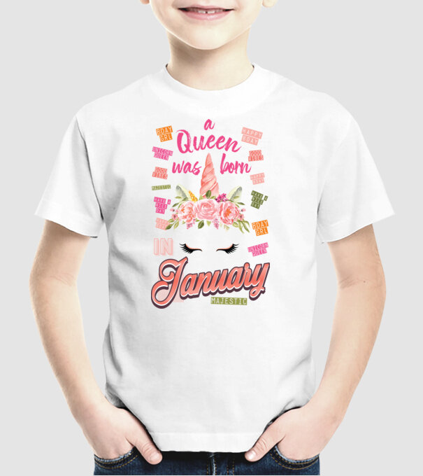 A queen was born in JANUÁR model alb pe tricou