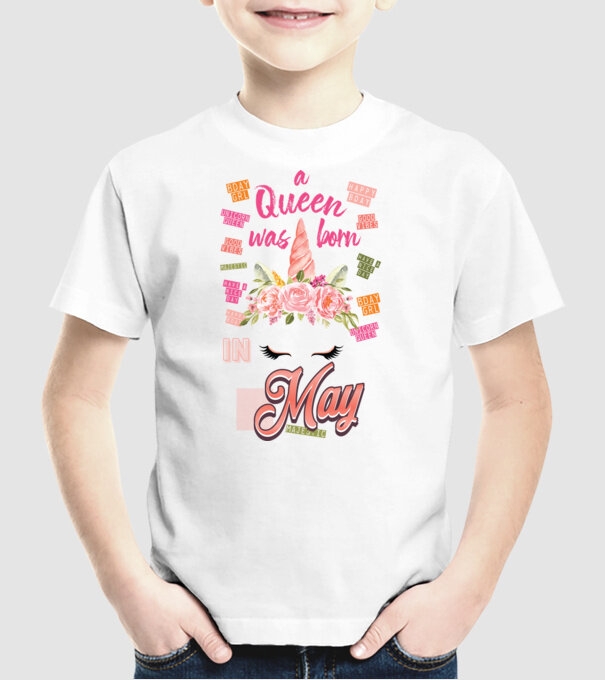 A queen was born in MÁJUS model alb pe tricou
