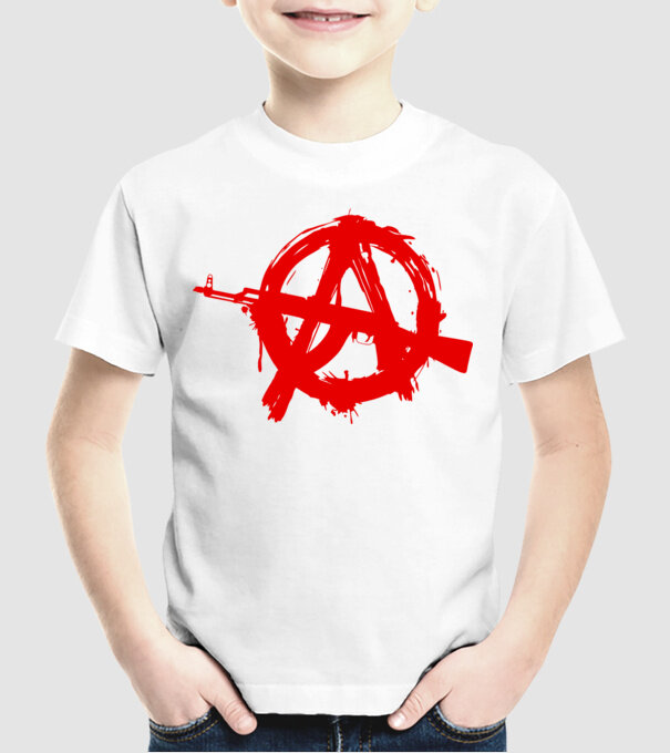 Akanarchy model alb pe tricou