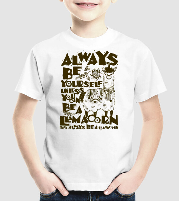 Always be a llamacorn model alb pe tricou