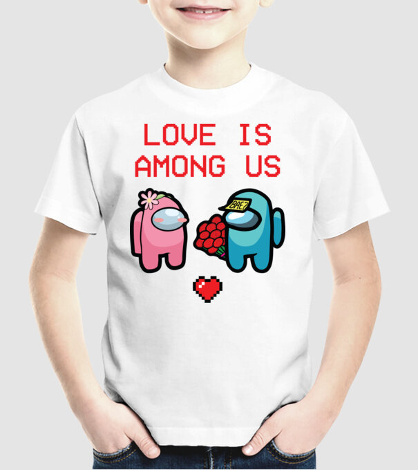 Among us love model alb pe tricou