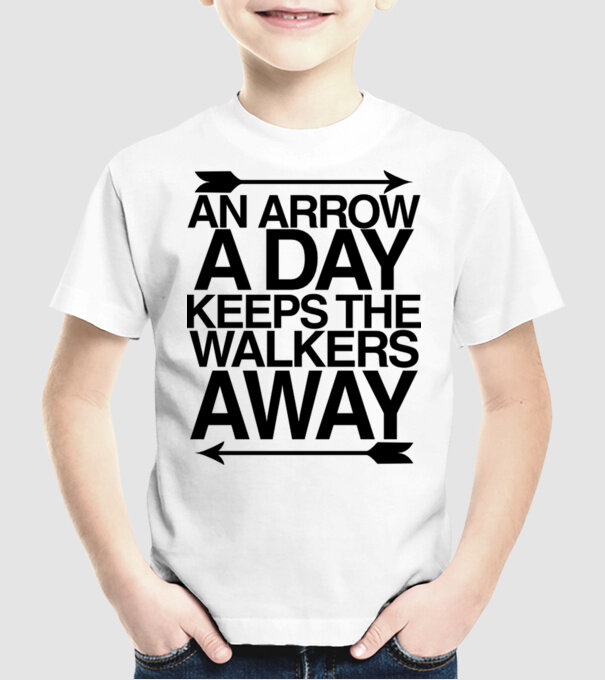 An arrow a day model alb pe tricou