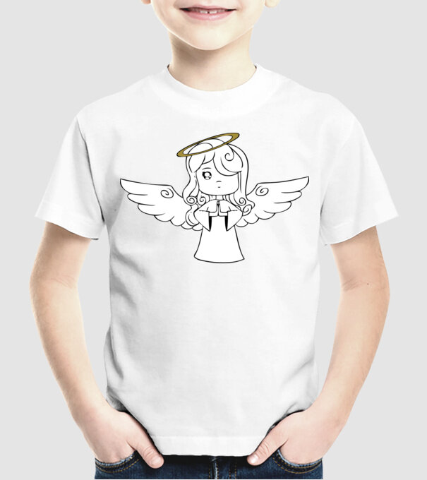 Îngeraș model alb pe tricou