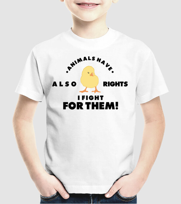 Animals also have rights model alb pe tricou