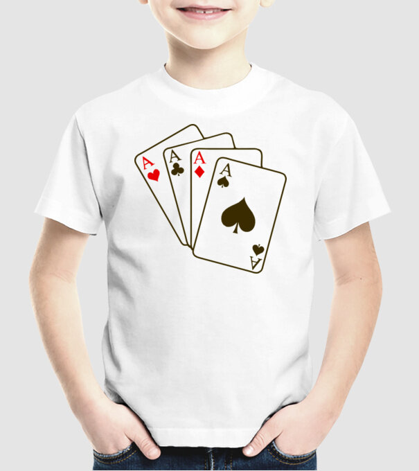 Ași model alb pe tricou