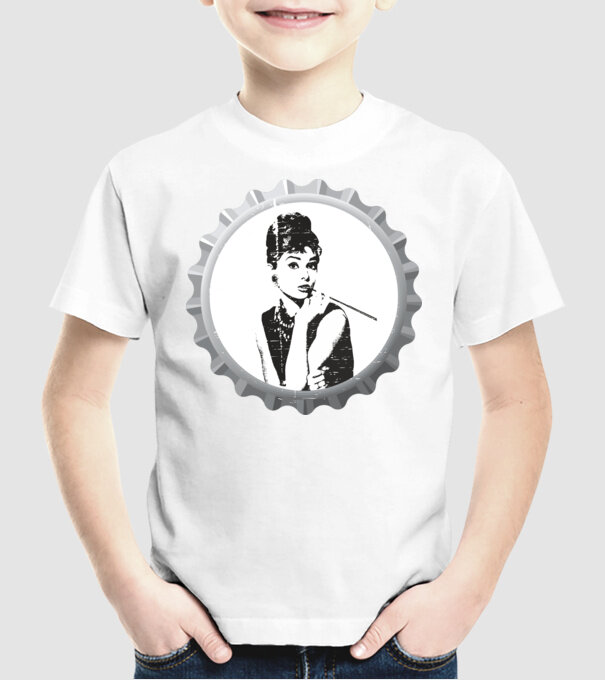 Audrey model alb pe tricou