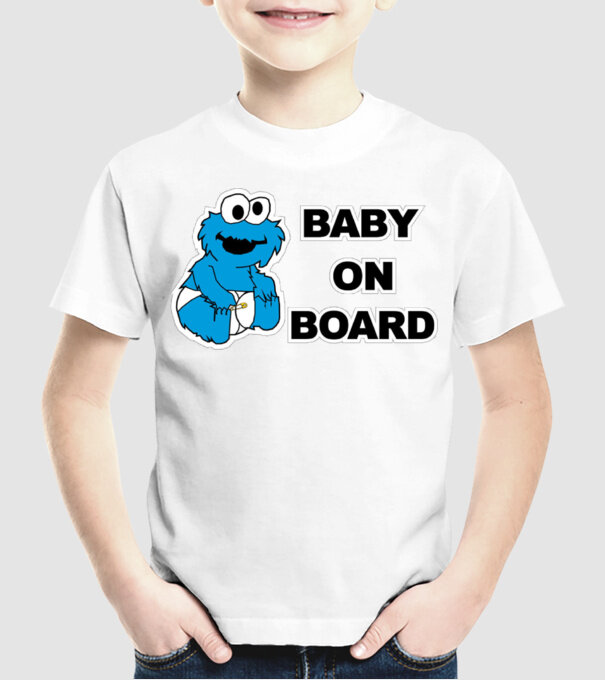 Baby Monster model alb pe tricou