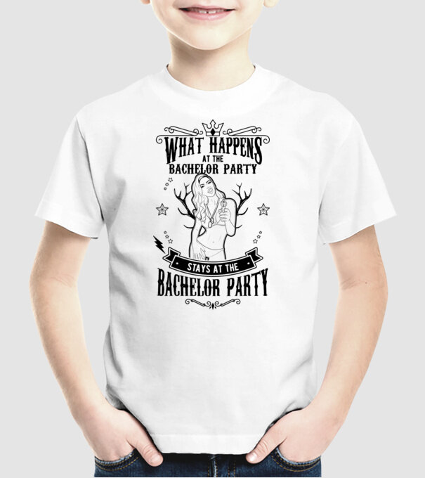 Bachelor party model alb pe tricou