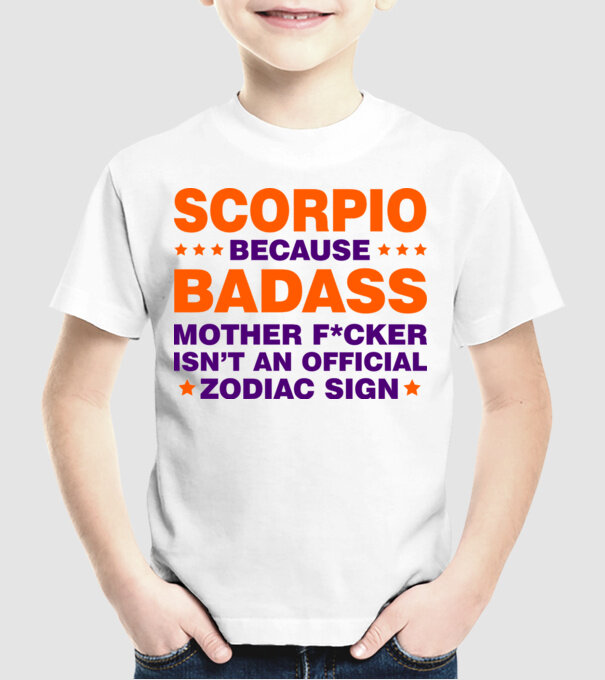 Badass zodiac SCORPIO model alb pe tricou