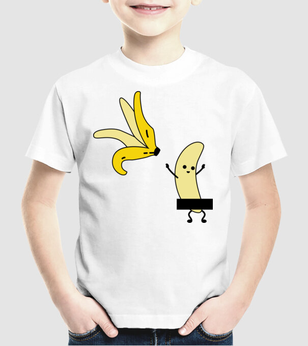 Cuplu Banană băiat model alb pe tricou