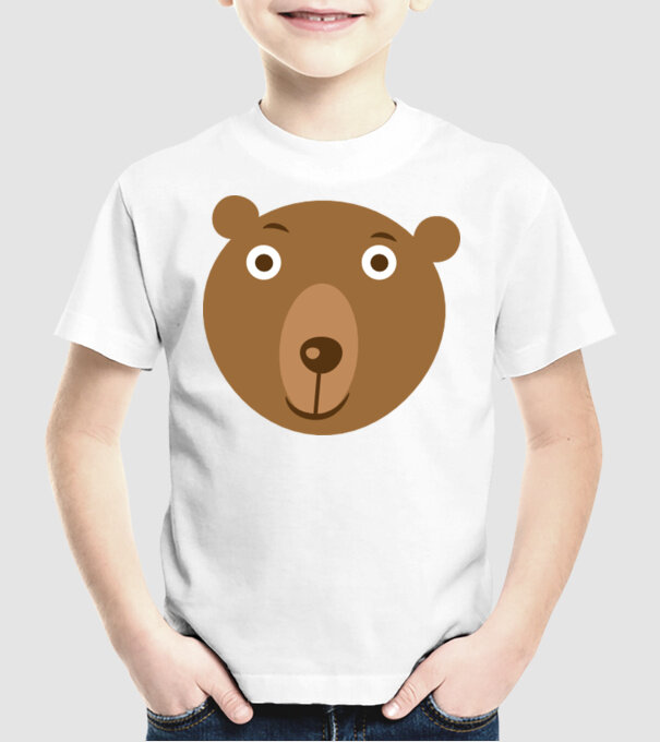 Bear Face model alb pe tricou