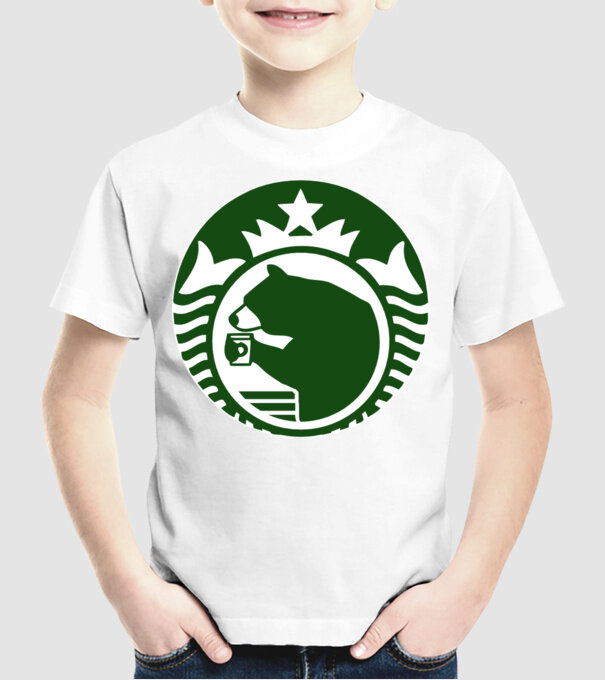 Bear Bucks model alb pe tricou