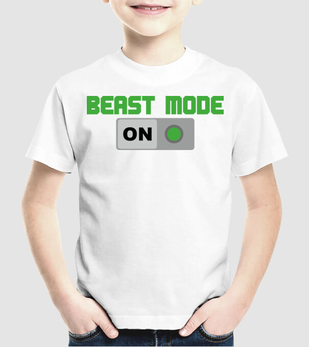 Beastmode model alb pe tricou