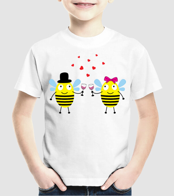 Bee Love model alb pe tricou