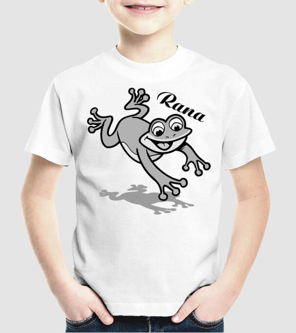 Frog model alb pe tricou