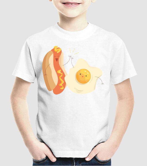 best friends hot dog egg model alb pe tricou