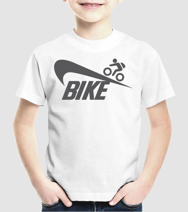 Bike logo model alb pe tricou