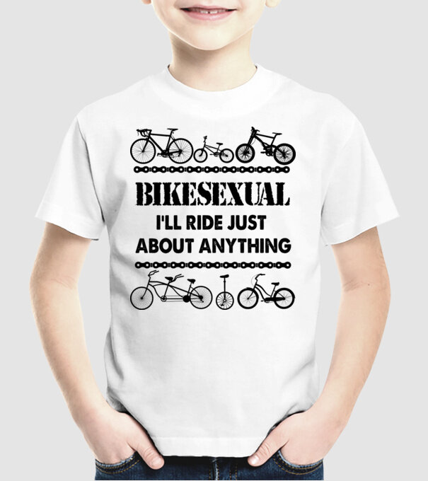 Bikesexual model alb pe tricou