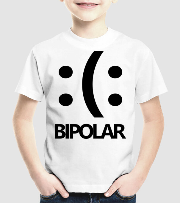Bipolar model alb pe tricou