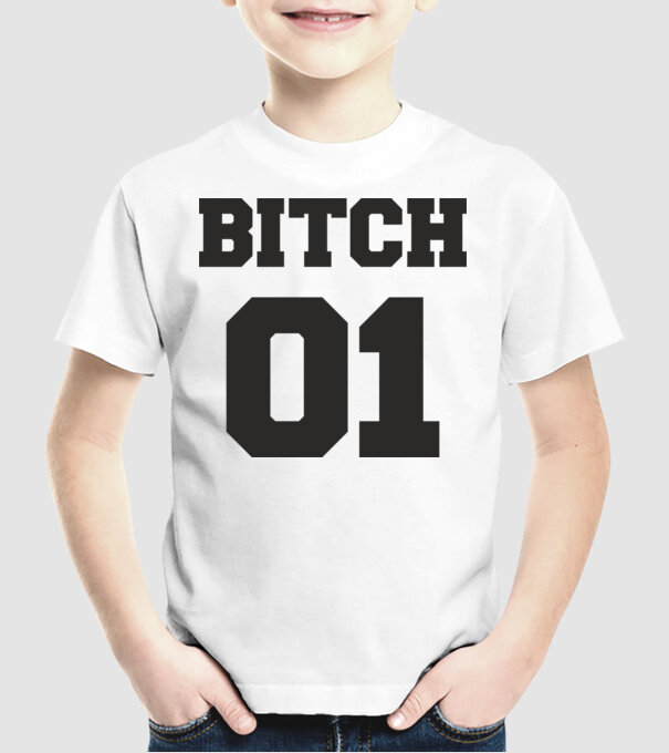 Bitch 01 model alb pe tricou