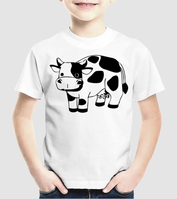Vițel model alb pe tricou