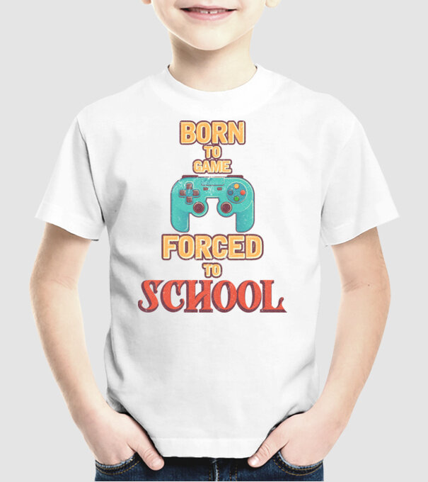 Born to game model alb pe tricou