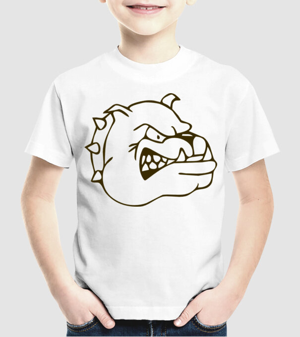 Bulldog model alb pe tricou