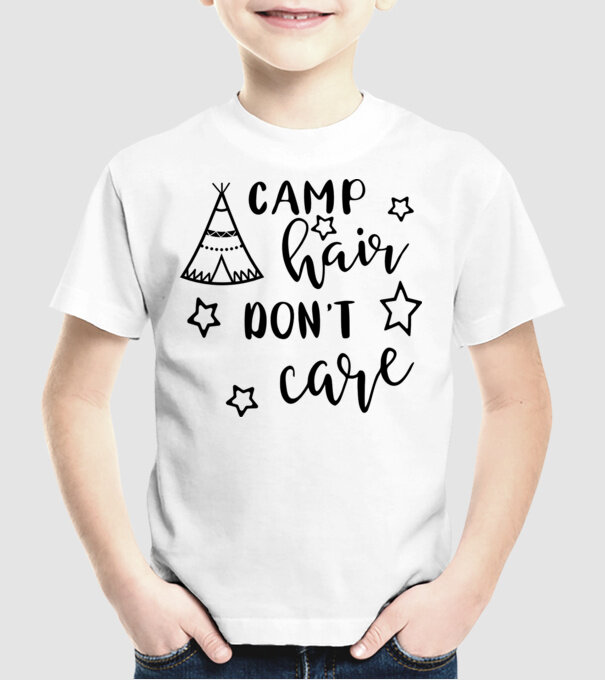 Camp hair teepee model alb pe tricou