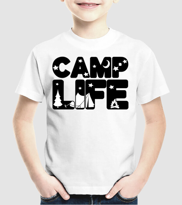 Camp life 2c model alb pe tricou