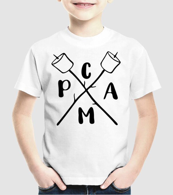 Camp marshmallow model alb pe tricou