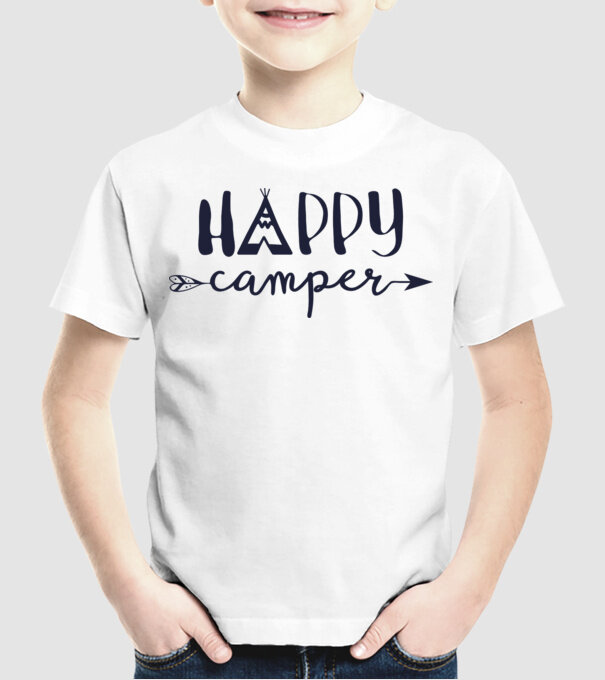 Camper tepee model alb pe tricou