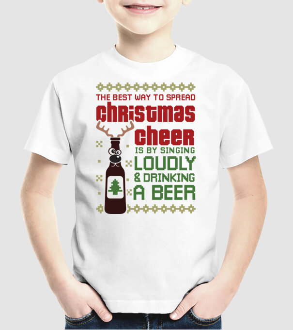 Christmas cheer beer pulovăr urât model alb pe tricou