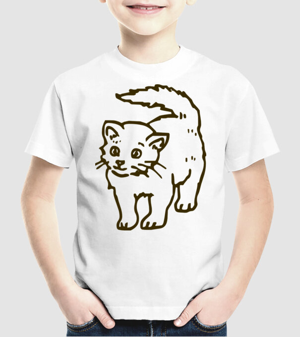 Pisică model alb pe tricou