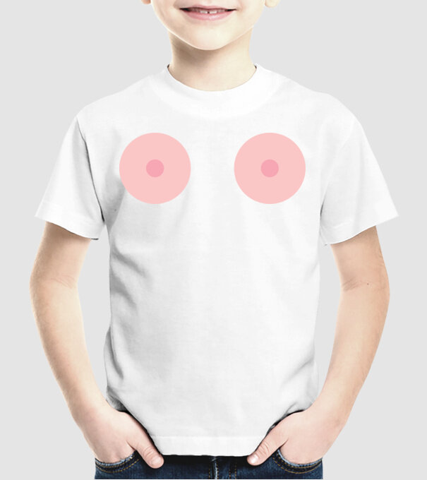 Țâțe model alb pe tricou
