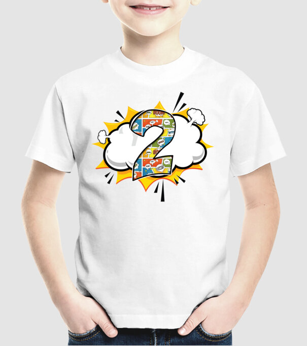 Birthday Comic Number 2 model alb pe tricou