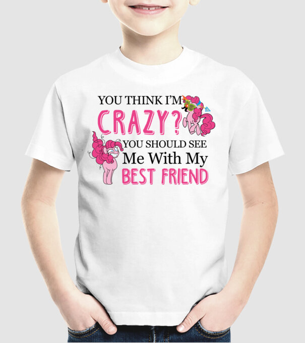 Crazy Friend Unicorn model alb pe tricou