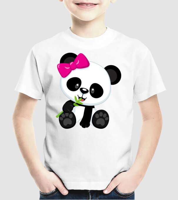 cute panda girl model alb pe tricou
