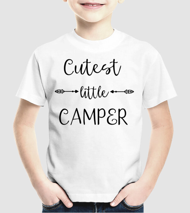 Cutest little camper model alb pe tricou