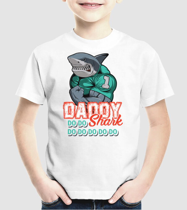 Daddy Shark do do do do model alb pe tricou