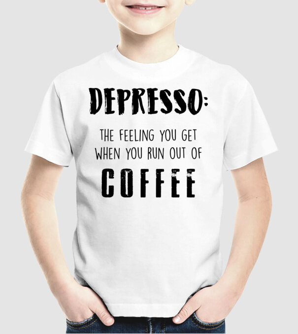Depresso model alb pe tricou