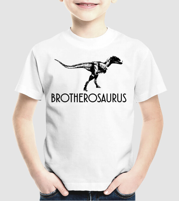 Familia de dinozauri Brotherosaurus model alb pe tricou