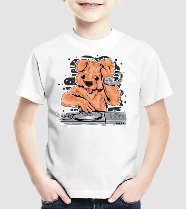 Urs Dj model alb pe tricou
