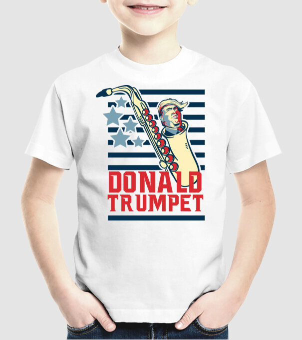 donald trumpet yoh model alb pe tricou