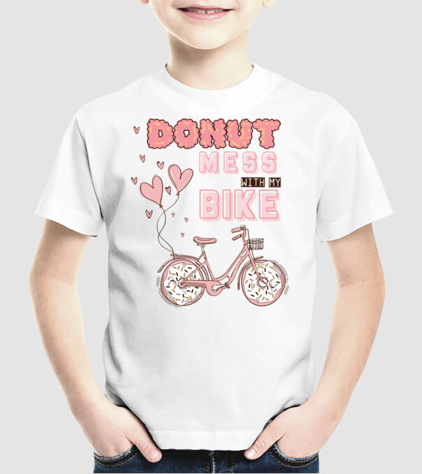 Donut mess with my bike model alb pe tricou