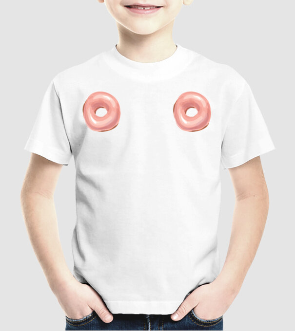 Donut titties model alb pe tricou