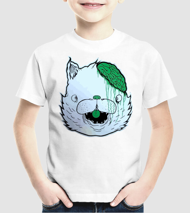 Dropdead! Cat model alb pe tricou