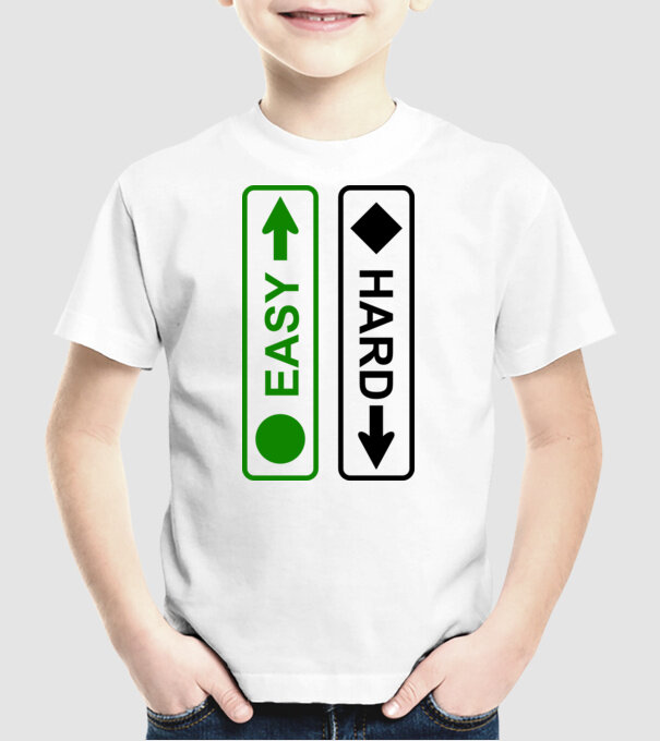 Easy - Hard model alb pe tricou