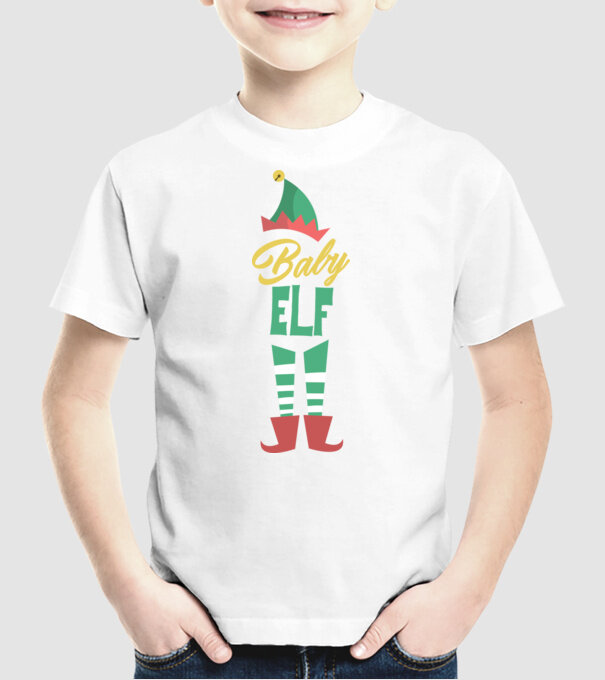 Elf family baby model alb pe tricou