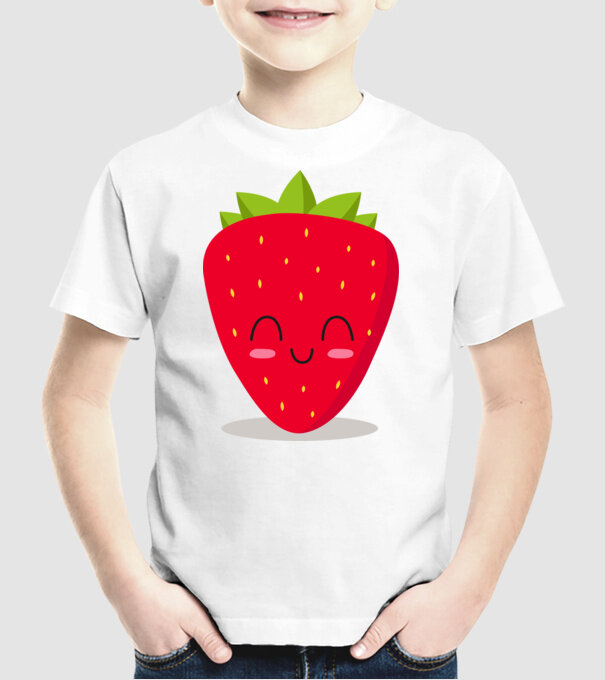 Căpșuni model alb pe tricou